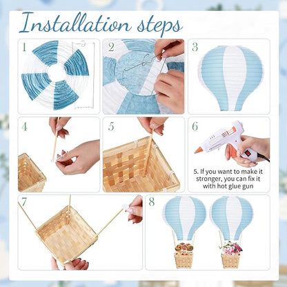 Meooeck 14 Sets Hot Air Balloon Tables Centerpieces, 11.8'' Paper Lantern Party - Image 3