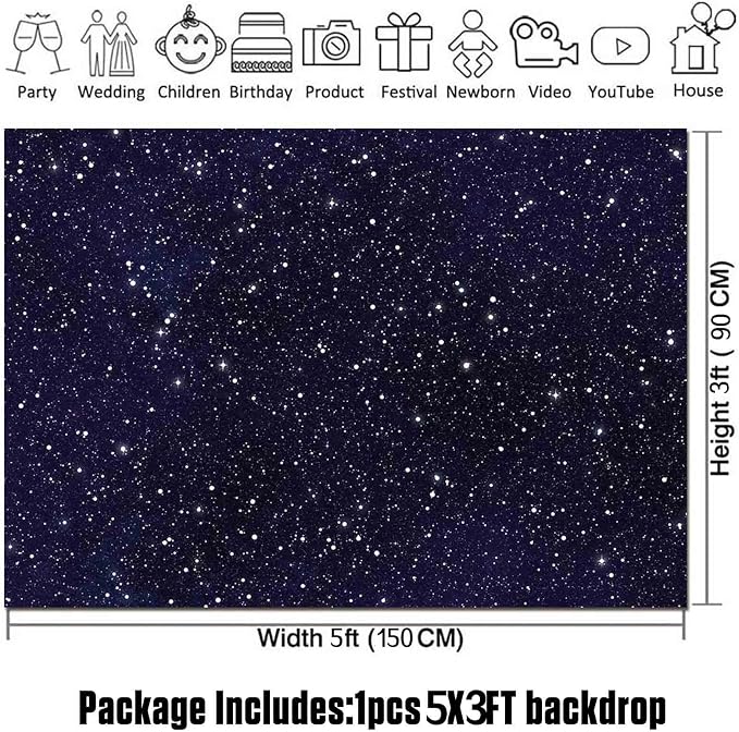 HQM Night Sky Star Universe Space Starry Photography Backdrops Kids Boy or Girl - Image 5