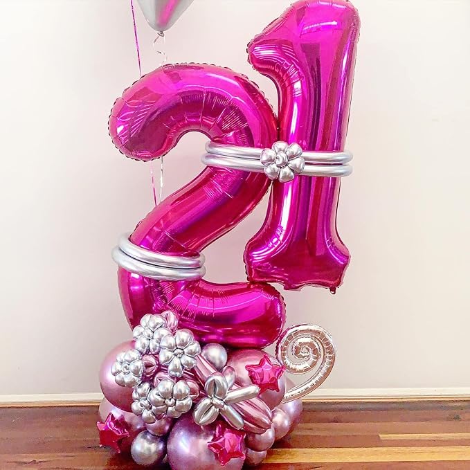 40 Inch Hot Pink 20 Number Balloons Giant 20 Balloons Hot Pink Birthday 20 - Image 5