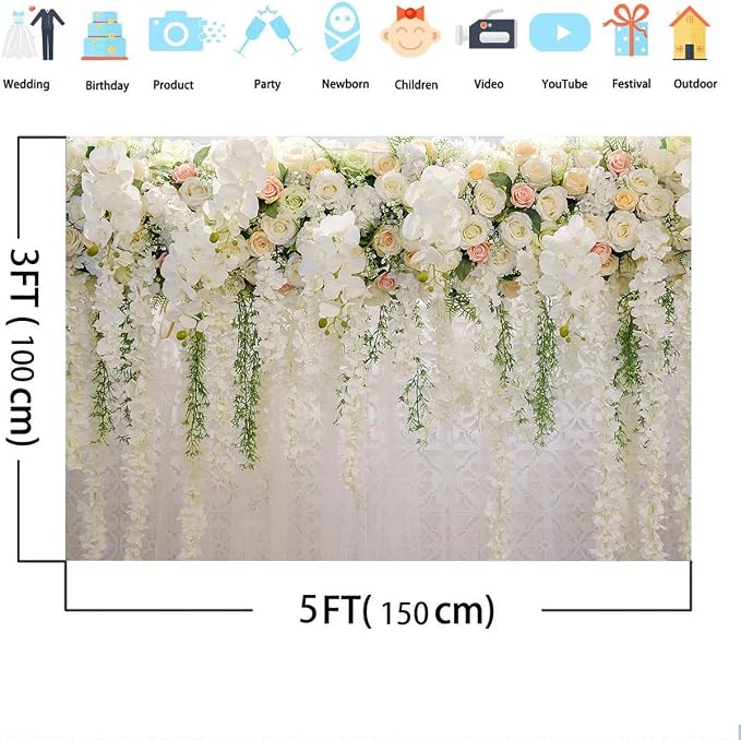Mocsicka Wedding Flower Backdrop Wall Floral Bridal Shower Backdrops - Image 4