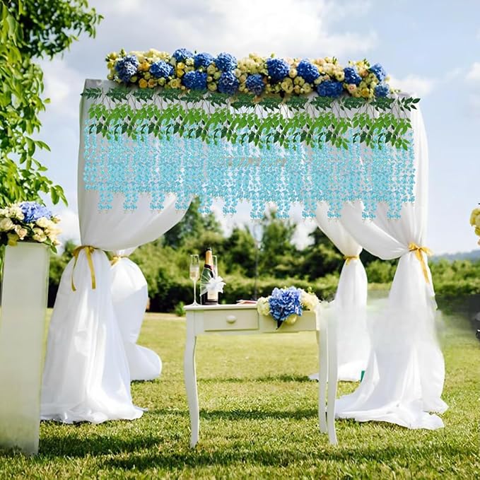 Artificial Flowers Hanging Flowers, Fake Wisteria Flower Garland Silk Vines - Image 6