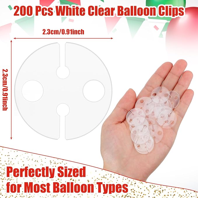 200 Pcs White Clear Balloon Clips - Image 2