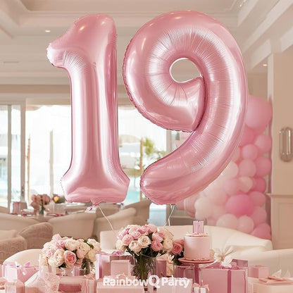 RainbowQ Pink 19 Balloon Number 40 Inch 0-40 Foil Large Balloons | Big Mylar 19 - Image 2