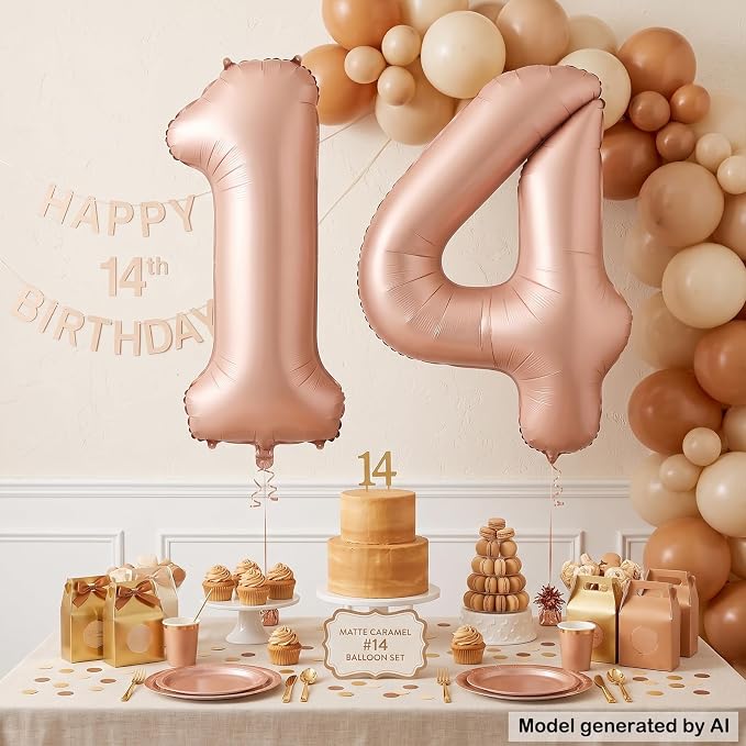 40 Inch Caramel Foil Number 14 Balloon - Image 3