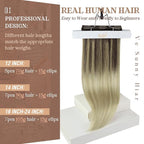Ve Sunny Clip in Human Hair Extensions Ombre Clip on Hair Extensions Real Human Hair Extensions Clip ins Dark Brown Ombre Dark Golden Blonde Balayage Light Blonde for Women 120g 7pcs 16inch