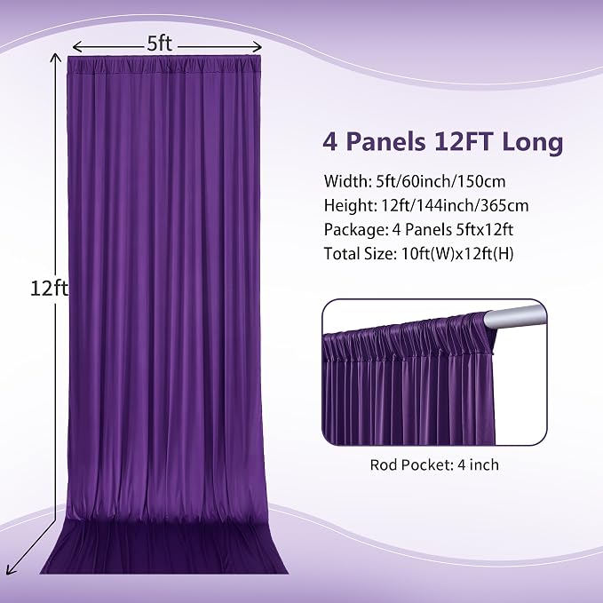 20×12ft Wrinkle Free Purple Backdrop Curtain - Image 4