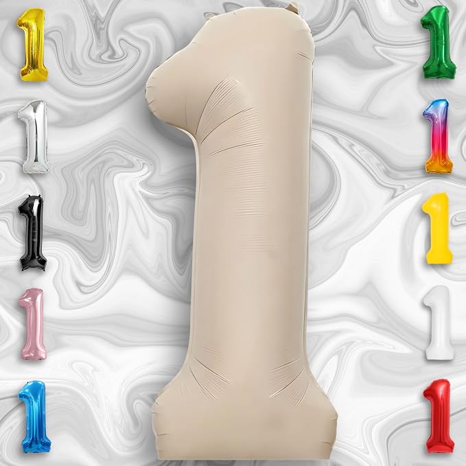 Caramel Number Balloon 1 Mylar Foil Balloons 40 inch - Image 6
