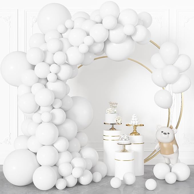 164Pcs White Balloons Different Sizes 18" 12" 10" 5" by OUDDYLIFE