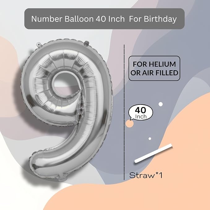 Rainbow Number Balloons 9 Mylar Foil 40 Inch - Image 8