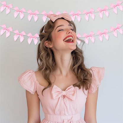2pcs Pink Bow Garland Banner - Image 4