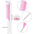 Patelai 30 Pieces Rat Tail Combs Bulk, Hair Teasing Fine Tooth Pintail Combs Braiding Hair Styling Tools with Steel Pin for Stylists Salon Teasing Sectioning Coloring Detangling(Black and Pink)