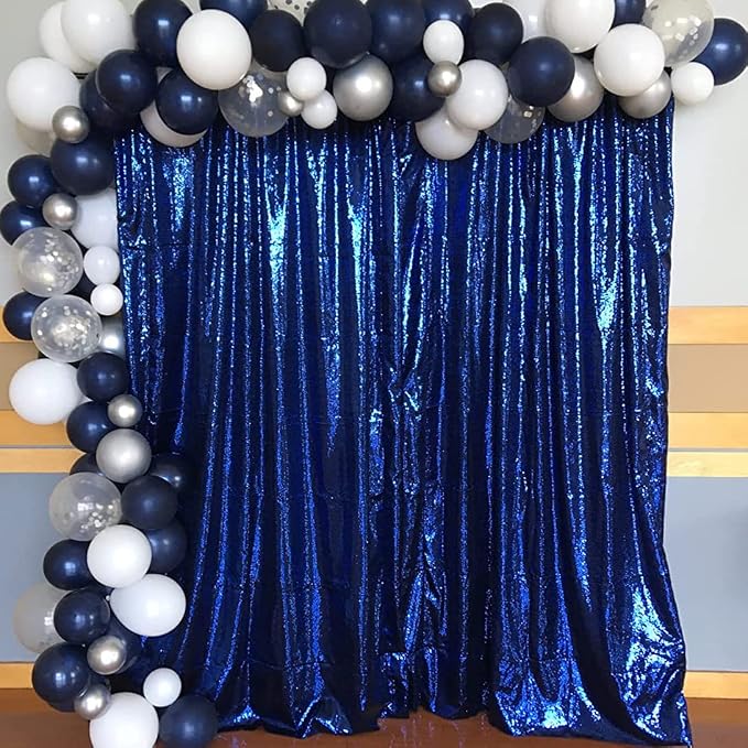 Poise3EHome 4Pcs 2Ft x 8Ft Blue Sequin Backdrop Curtains, Glitter Photography - Image 7