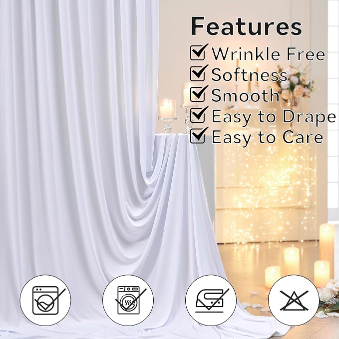 20×12ft White Wrinkle Free Backdrop Curtain - Image 3