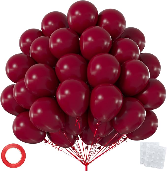 50pcs Burgundy Balloons, 12inch Matte Burgundy Red Balloons | Balloons by ZizasAry
