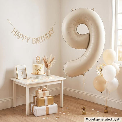40 Inch Cream Foil Number 9 Balloon - Image 3
