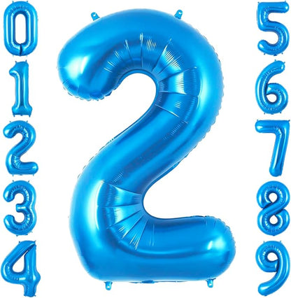 Blue 2 Balloon Number, 40 Inch Number 2 Balloon Big Blue 2 Foil Mylar Helium by BBPOOL
