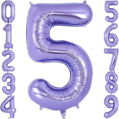 Purple Number 5 Balloon 40 Inch, Big Large Foil Helium Number Balloons by AIQINHU