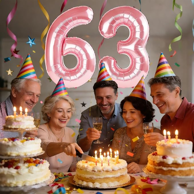 40 Inch Number 63 Balloons for 63rd Birthday Party Decorations, 0-100 Jewelry - Image 2