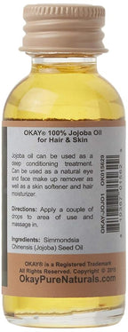 OKAY | Jojoba Oil | For Hair and Skin | Deep Conditioning Treatment | 100 % Pure Oil | Free of Paraben, Silicone | 1 oz