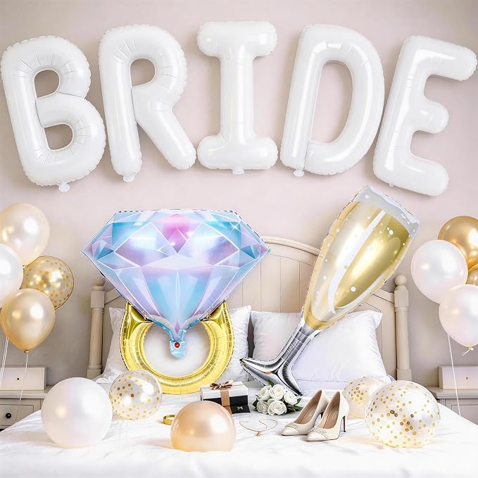 40inch White Bride Balloons Bachelorette, Bride To Be Bridal Shower Balloon by Togvu