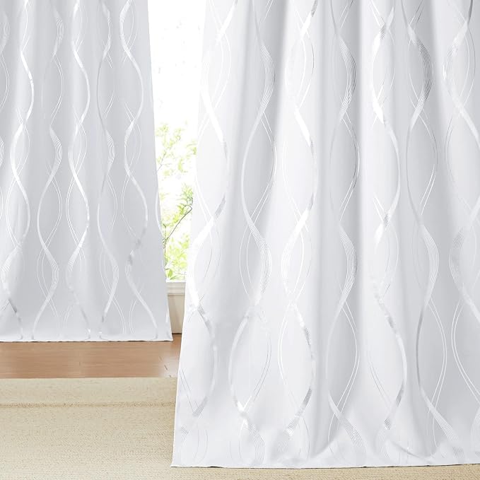 NICETOWN Greyish White Room Darkening Curtains - Image 4