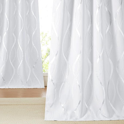 NICETOWN Greyish White Room Darkening Curtains - Image 4