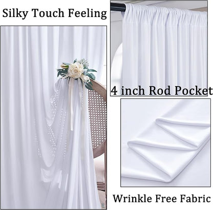 40ftx8ft Wrinkle Free White Backdrop Curtains - Image 2