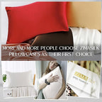 ZIMASILK 100% Pure Mulberry Silk Pillowcase 2 Pack, Soft and Smooth,Both Sides Premium Grade 6A Silk,600 Thread Count,with Hidden Zipper (Queen 20''x30'',White)