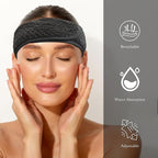 Simnice Spa Facial Headbands Esthetician,Adjustable Makeup Headband for Facials, Terry Cloth Spa Headband Hair Wrap Towel for Face Washing, Shower,Black