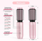 CARESKY® Cordless Curling Iron Brush, 1.5 Inch Mini Travel Hair Curler with 200 Million Negative Ions, Portable Heated Round Straightener Brush Rechargeable for Curl, Touch-Up, De-Frizz, Styling