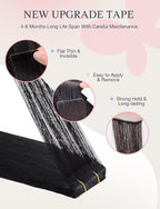 DOORES Invisible Tape in Human Hair Extensions Invisi Edge, Jet Black 20 Injection Tape-ins with 20 Classic Tape-ins 100g 18 Inch, Injected Tape in Extensions Virgin Human Hair