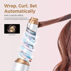 6 in 1 Air Styler Magic Hair Dryer Brush, Negative Ionic Blow Dryer Brush & 3 Heat Settings, Detachable Auto Curling & Straightening Volumizing, Frizz-Free Styling, Salon to Home Use (White-Blue)