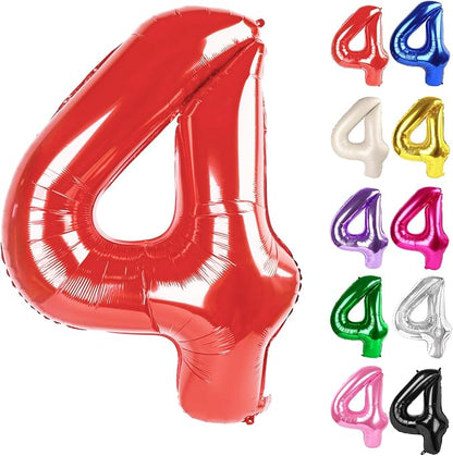 Red Number 4 Balloon 40 Inch by IWERP