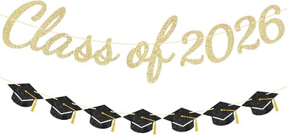 jijAcraft Class of 2026 Graduation Banner Set, Pre-Strung Graduation Party by jijAcraft