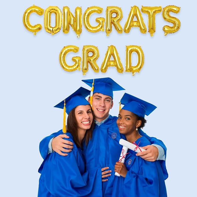 2 Set 24Pcs Gold Congrats Grad Letter Balloons 16in Balloon Foil Letter - Image 5