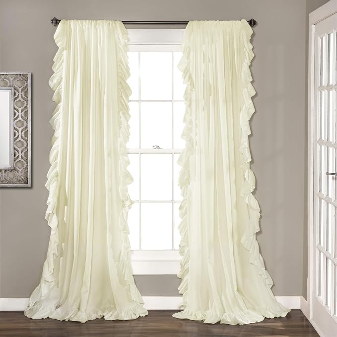 Lush Decor Reyna Ruffle Window Curtain Panel Set, Ivory by LushDecor