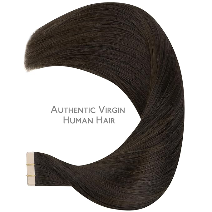 WENNALIFE Tape in Hair Extensions Human Hair Dark Brown Tape in Extensions, 10pcs 30g 26 inch Remy Invisible Tape Ins Straight Colored Soft Real Human Hair Tape in Extensions Refill Set Extensions