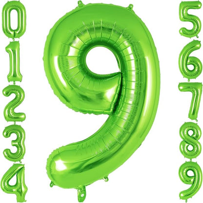 Green Number 9 Balloon 40 Inch, Big Large Foil Helium Number Balloons, Jumbo by AIQINHU