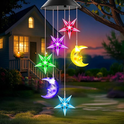 Winzwon Solar Lights Outdoor Moon Star Wind Chimes by Winzwon
