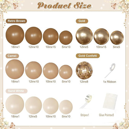 Brown Gold Sand White Balloons Garland Arch Kit 126Pcs | Neutral Brown Balloons - Image 6