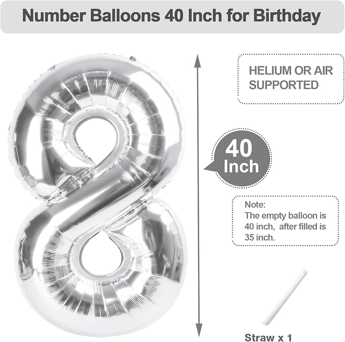 Number Balloons 40 Inch Silver 7 Balloon - Image 5