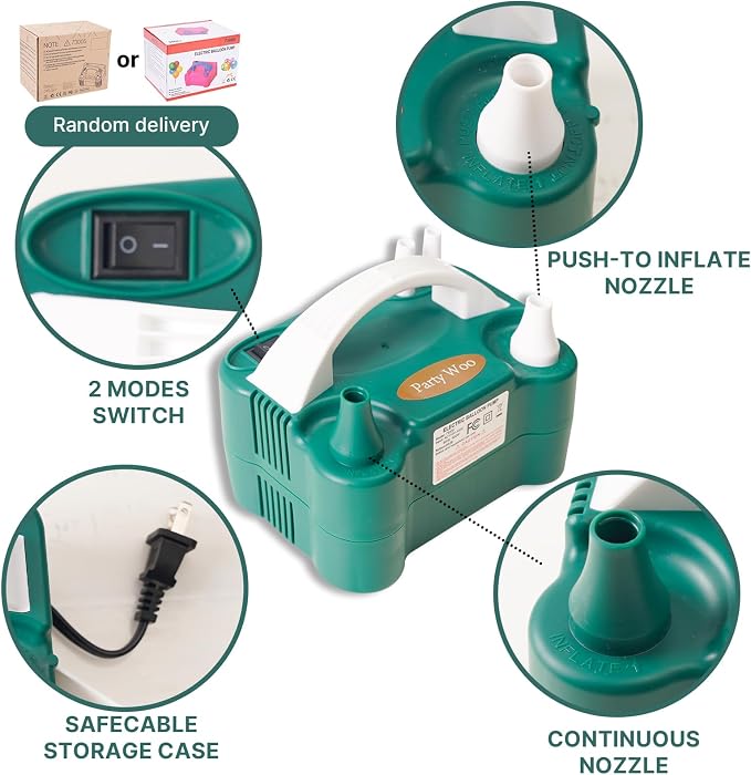PartyWoo 110V 600W Electric Balloon Pump, Portable Balloon Inflator, Dual - Image 3