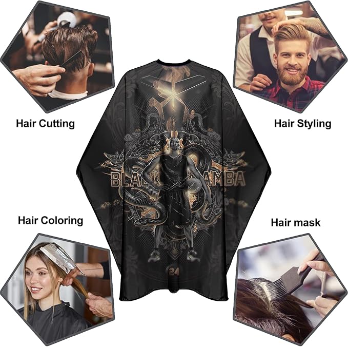 Barber Capes for Men Hair Cutting Salon Cape with Snaps Hairdresser Gown Stylist Cape- 63”× 56”