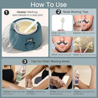 BLITZWAX Back and Nose Waxing Kit for Men, Hard Wax Warmer for Brazilian, Body and Face, At Home Hair Removal Kit, Beginner Friendly, Quick Heating, 93 Accessories, Blue Spruce