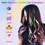 Colored Hair Extensions Curly Wavy Accessories for Girls Women,Multi-colors Party Highlights Clip in Synthetic Rainbow Hairpiece for Kids Christmas Favors Gift(22 PCS Colorful)