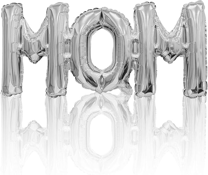 Silvery Mom Balloons Letter Balloon Mother's Day Balloons Conjoined Mom Foil by HADCKJA