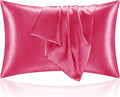 BEDELITE Satin Pillowcase for Hair and Skin, Super Soft and Cooling Similar to Silk Pillow Cases 2 Pack with Envelope Closure, Gift for Women Men(20"x30" Queen Size, Hot Pink)