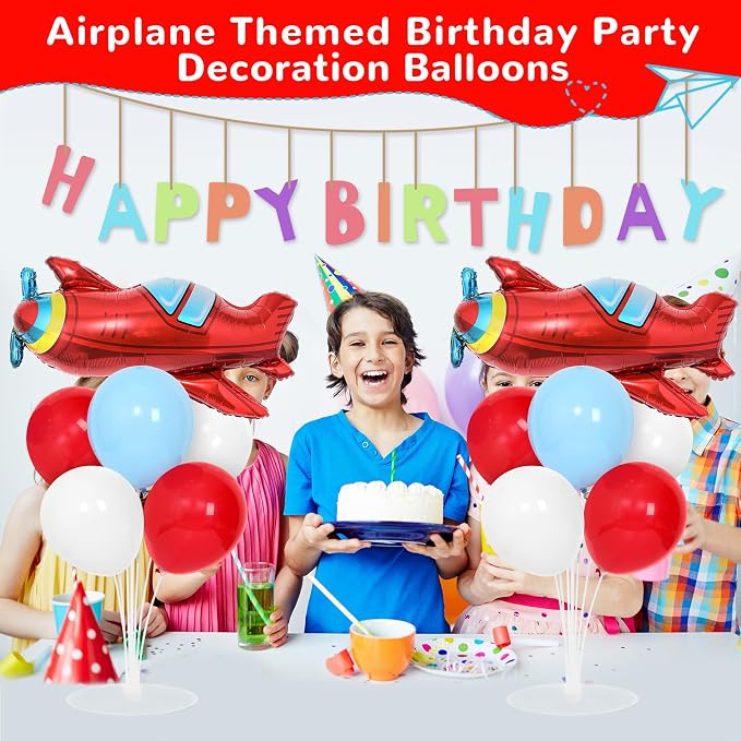 Airplane Birthday Party Balloons Stand Kit 2 Sets - Image 5