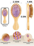 Mini Hair Brush, Sofmild Bamboo Detangling Travel Hair Brush for Women Girls Kids Wet Dry Curly All Hair Types, Mini Small Detangler Brush for Purse, Car, Travel Bag Essentials
