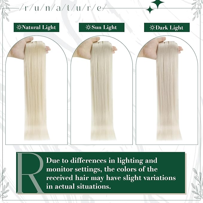 RUNATURE Blonde Clip in Hair Extensions Real Human Hair, Short Human Hair Clip in Extensions, Remy Hair Extensions Clip Ins, Double Weft Thick Full Ends Hair, 10 Inch 50g 3pcs #800 Platinum Blonde